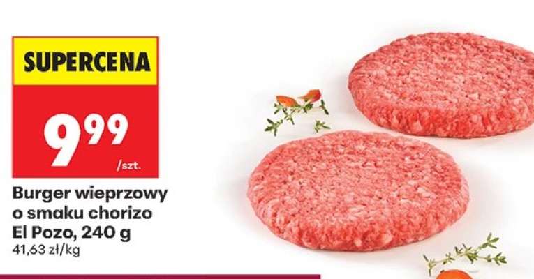 Burger wieprzowy o smaku chorizo El Pozo, 240 g