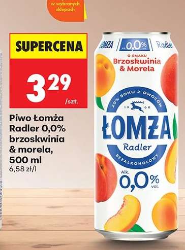 Piwo Łomża Radler 0,0% brzoskwinia & morela, 500 ml