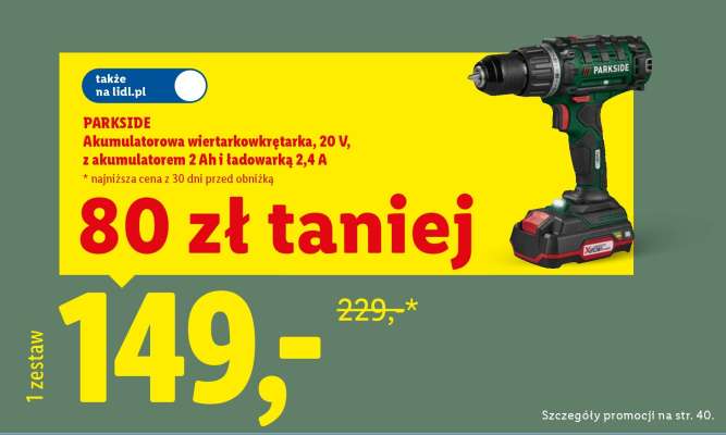 Parkside Akumulatorowa wiertarkowkrętarka 20 V