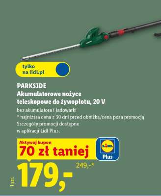 PARKSIDE Akumulatorowe nożyce teleskopowe do żywopłotu, 20 V