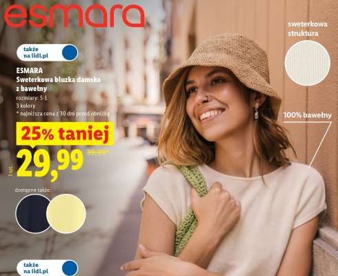 ESMARA Sweterkowa bluzka damska z bawełny