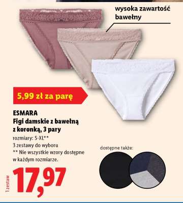 ESMARA Figi damskie z bawełną z koronką, 3 pary