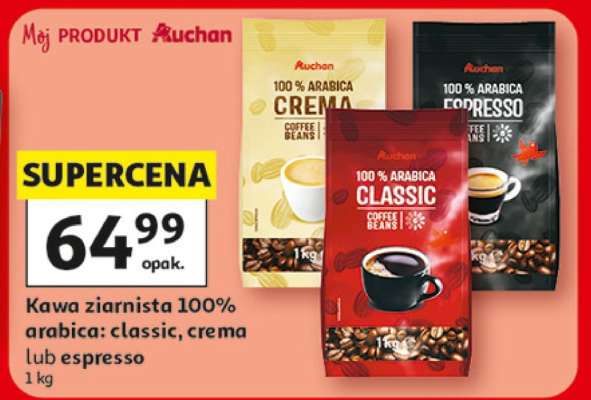 Kawa ziarnista 100% Arabica Classic, Crema lub Espresso