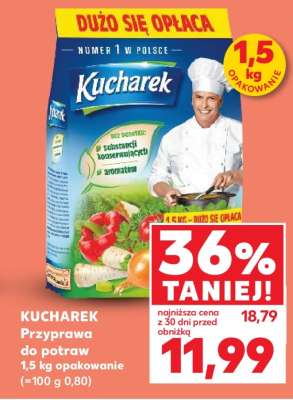 KUCHAREK Przyprawa do potraw 1,5 kg opakowanie (=100 g 0,80)