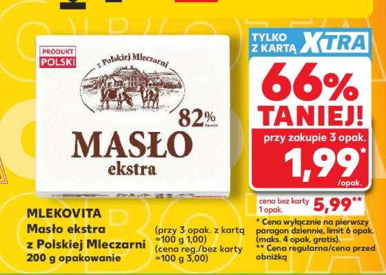 MLEKOVITA Masło ekstra z Polskiej Mleczarni 200 g opakowanie