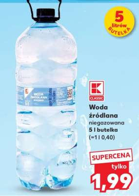 Woda źródlana niegazowana 5 l butelka