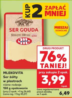 MLEKOVITA Ser żółty w plastrach różne rodzaje
