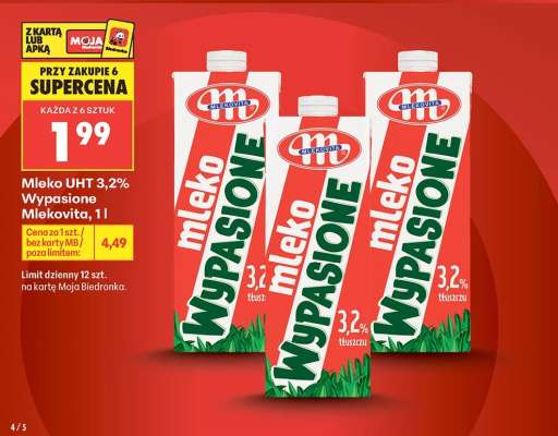 MLEKO UHT 3,2 WYPASIONE MLEKOVITA 1 L