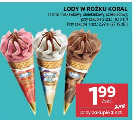 Lody w rożku Koral