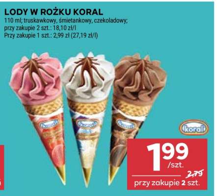 Lody w rożku Koral