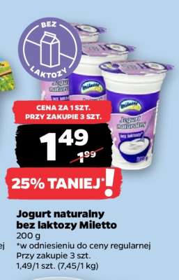 Jogurt naturalny bez laktozy Miletto