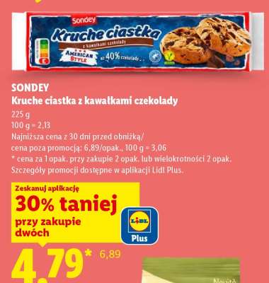 SONDEY Kruche ciastka z kawałkami czekolady