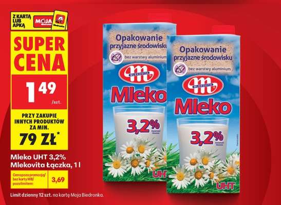 Mleko UHT 3,2% Mlekovita Łączka, 1 l