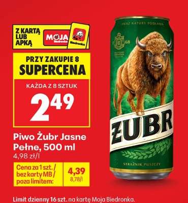 Piwo Żubr Jasne Pełne, 500 ml