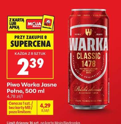 Piwo Warka Jasne Pełne , 500 ml
