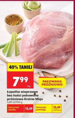Łopatka wieprzowa bez kości pakowana próżniowo Kraina Mięs