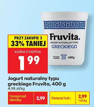 Jogurt naturalny typu greckiego Fruvita, 400 g