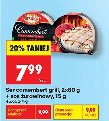 Ser camembert grill, 2x80 g + sos żurawinowy, 15 g