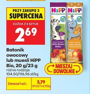 Batonik owocowy lub muesli HiPP Bio, 20 g-23 g