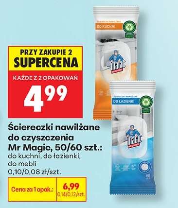 Ściereczki nawilżane do czyszczenia Mr Magic , 50/60 szt