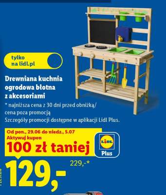 Drewniana kuchnia ogrodowa błotna z akcesoriami