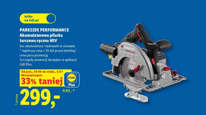 PARKSIDE PERFORMANCE Akumulatorowa pilarka tarczowa ręczna 40V