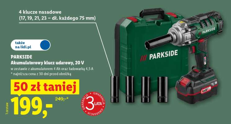 Parkside Akumulatorowy klucz udarowy 20 V