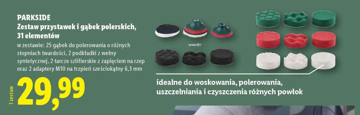 PARKSIDE Zestaw przystawek i gąbek polerskich, 31 elementów