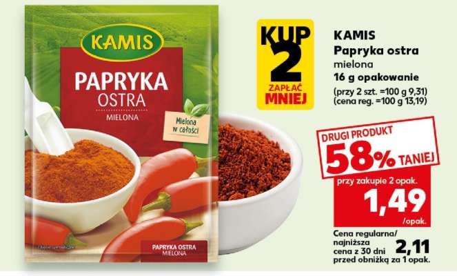 KAMIS Papryka ostra mielona 16 g opakowanie