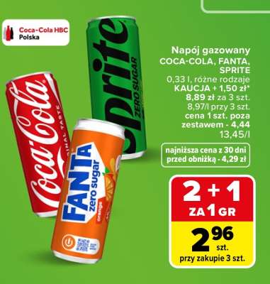 Napój gazowany COCA-COLA, FANTA, SPRITE