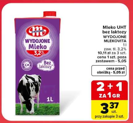 Mleko UHT bez laktozy WYDOJONE MLEKOVITA
