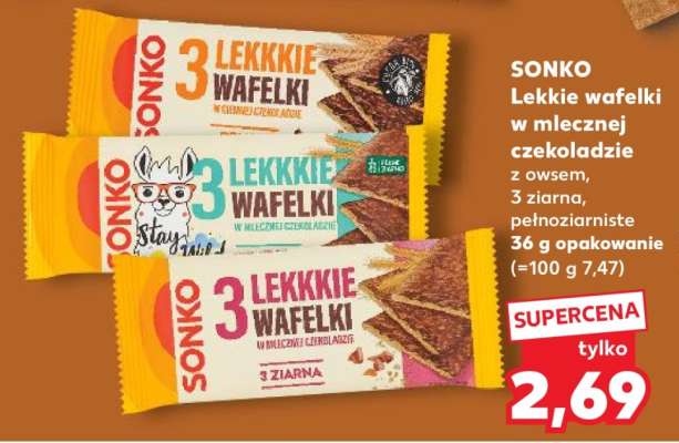 SONKO Lekkie wafelki w mlecznej czekoladzie