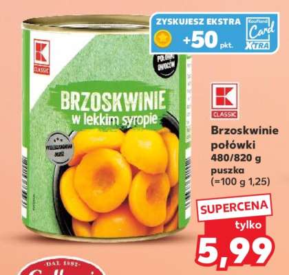 Brzoskwinie połówki 480/820 g puszka