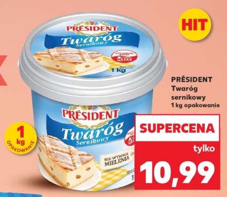PRÉSIDENT Twaróg sernikowy 1 kg opakowanie