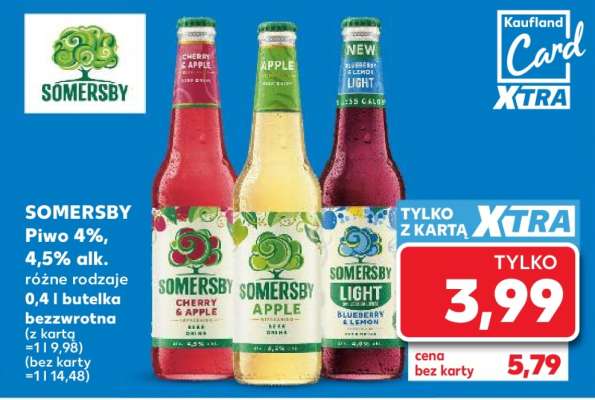 SOMERSBY Piwo 4%, 4,5% alk. różne rodzaje 0,4 l butelka bezzwrotna