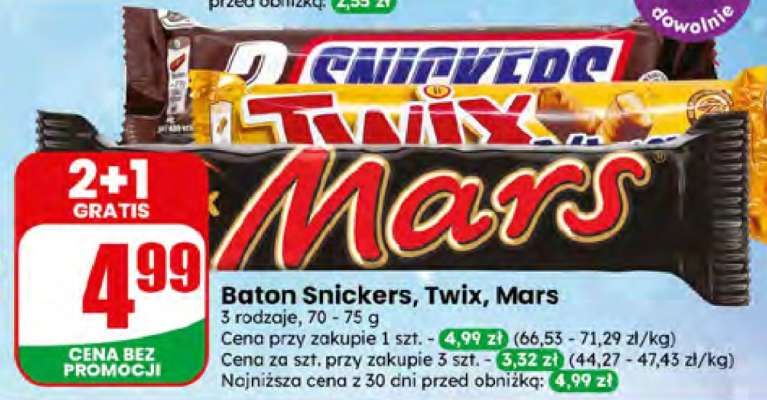 Baton Snickers, Twix, Mars