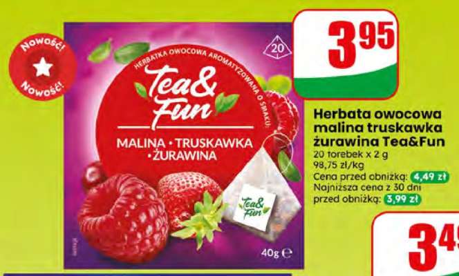 Herbata owocowa malina truskawka żurawina Tea&Fun