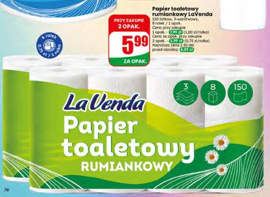 Papier toaletowy rumiankowy LaVenda