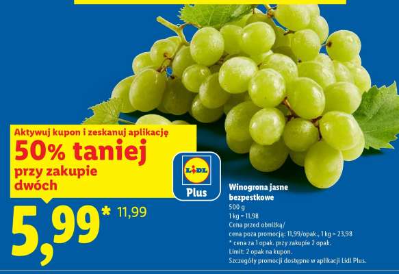 Winogrona jasne bezpestkowe