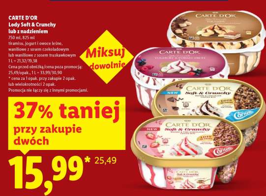 CARTE D'OR Lody Soft & Crunchy lub z nadzieniem