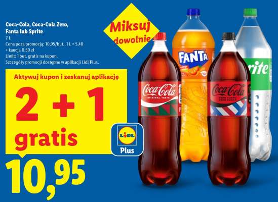 Coca-Cola, Coca-Cola Zero, Fanta lub Sprite*
