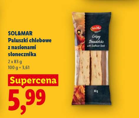 SOL&MAR Paluszki chlebowe z nasionami słonecznika