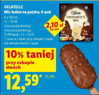 GELATELLI Mix lodów na patyku, 6-pak