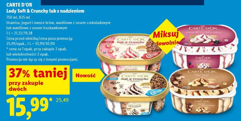 CARTE D'OR Lody Soft & Crunchy lub z nadzieniem