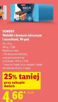 SONDEY Wafelki z kremem mlecznym i orzechami, 10-pak