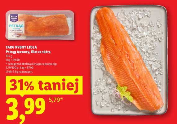 PSTRĄG TĘCZOWY FILET ZE SKÓRĄ