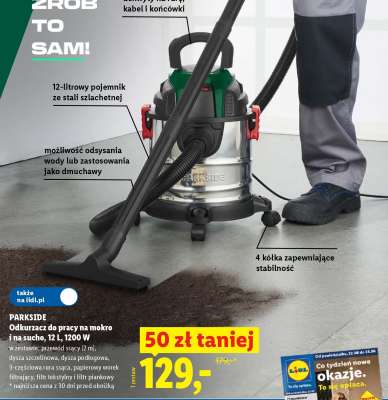 PARKSIDE Odkurzacz do pracy na mokro i na sucho, 12 l, 1200 W