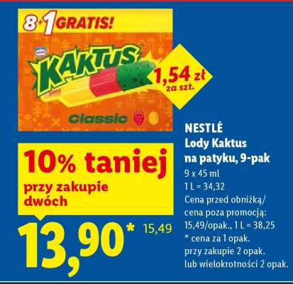 NESTLÉ Lody Kaktus na patyku, 9-pak