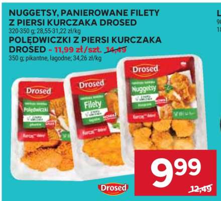 Nuggetsy, panierowane filety z piersi kurczaka Drosed