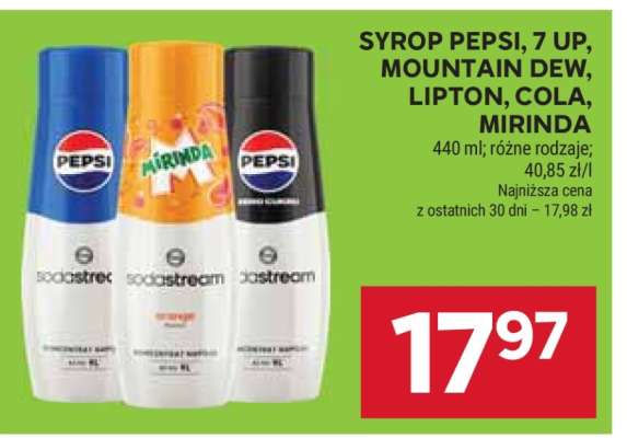 Syrop Pepsi, 7 Up, Mountain Dew, Lipton, Cola, Mirinda